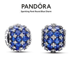 PANDORA Sparkling Pavé Round Blue Charm w/box